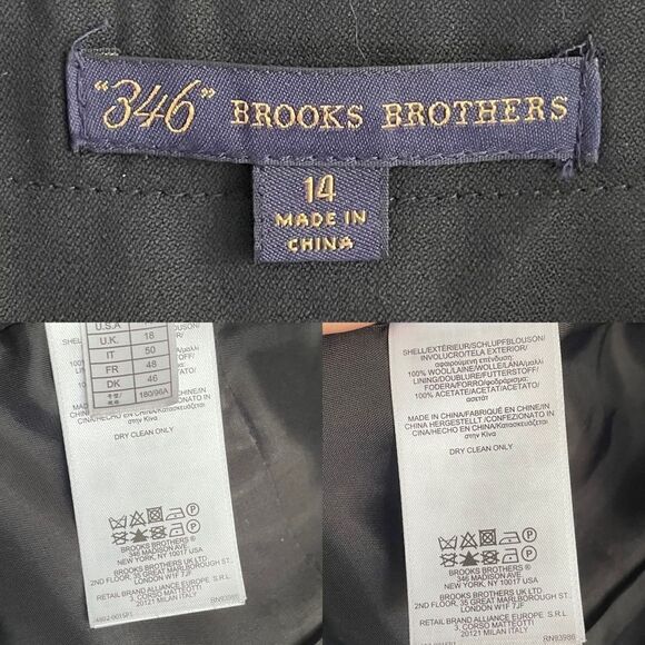 (SOLD) BROOKS BROTHERS 346 Wool Collarless Double Button Front Blazer Black 14 - Picture 6 of 7